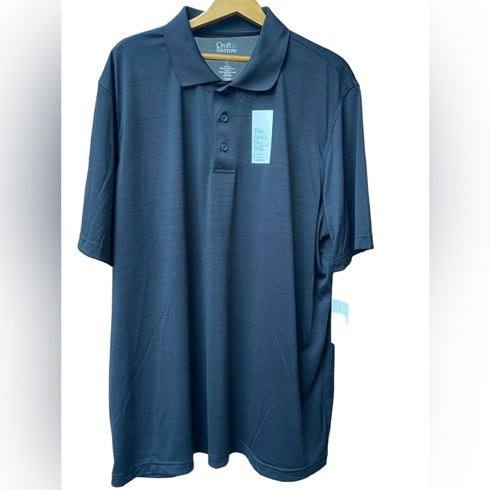 🔥🖤NWT Croft & Barrow Quick Dry Polo Golf black shirt size XL. Soft,lightweight